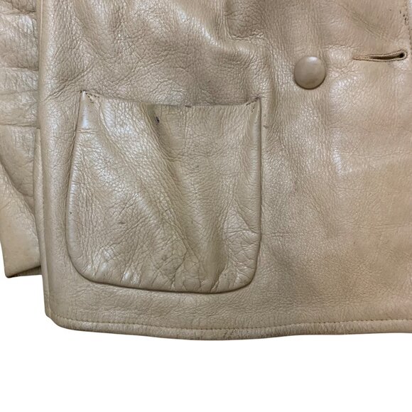 Custom-Made VTG 60s Deerskin Tan Leather Jacket Womens SZ Medium Custom Coat USA - Picture 6 of 9